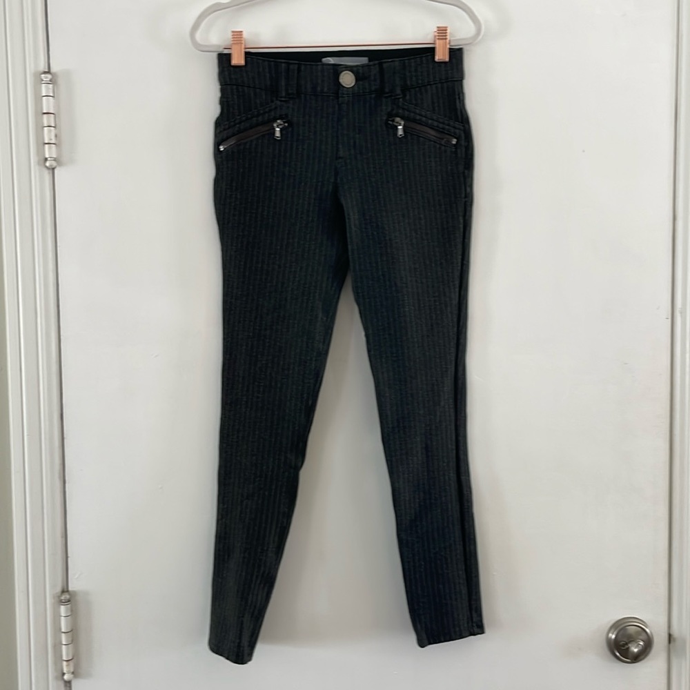 Wit & Wisdom Gray & White Pinstripes with Patch Pockets Skinny Dress Pants | 0